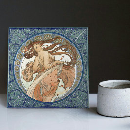 Azulejo Alphonse Mucha "Bailando" Art Nouveau Vintage
