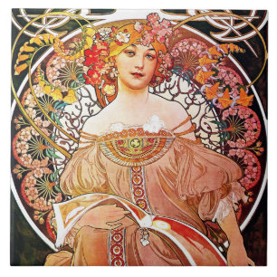 Azulejo Alphonse Mucha Daydream Floral Vintage Art Nouveau