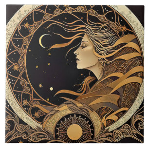 Azulejo Alphonse Mucha Decoración de pared Zodíaco Arte No