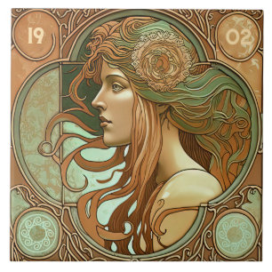 Azulejo Alphonse Mucha Decoración de pared Zodiaco Arte No