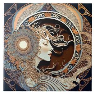 Azulejo Alphonse Mucha Decoración de pared Zodíaco Arte No