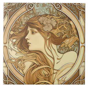Azulejo Alphonse Mucha Decoración de pared Zodiaco Arte No