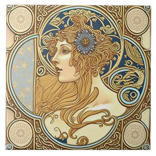 Azulejo Alphonse Mucha Decoración de pared Zodíaco Arte No