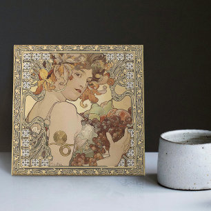 Azulejo Alphonse Mucha Fruta Art Nouveau Vintage