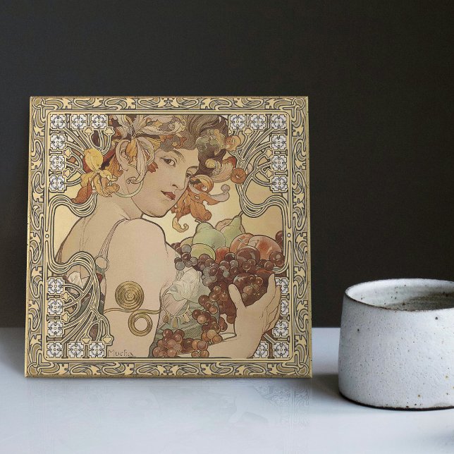 Azulejo Alphonse Mucha Fruta Art Nouveau Vintage (Subido por el creador)