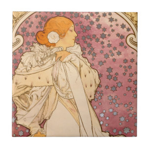 Azulejo Alphonse Mucha La Dame Aux Camelias: Art Nouveau