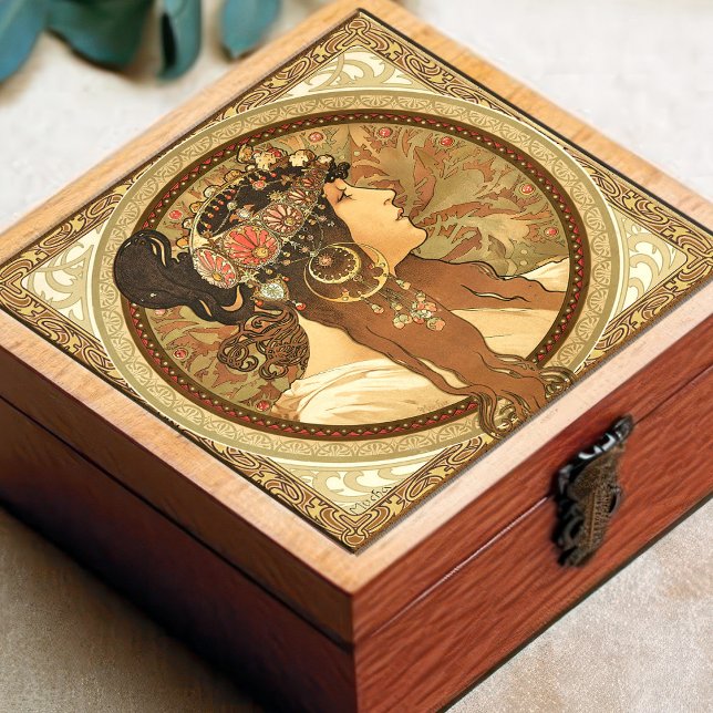 Azulejo Alphonse Mucha Mujer Retrato Art Nouveau Vintage (Subido por el creador)