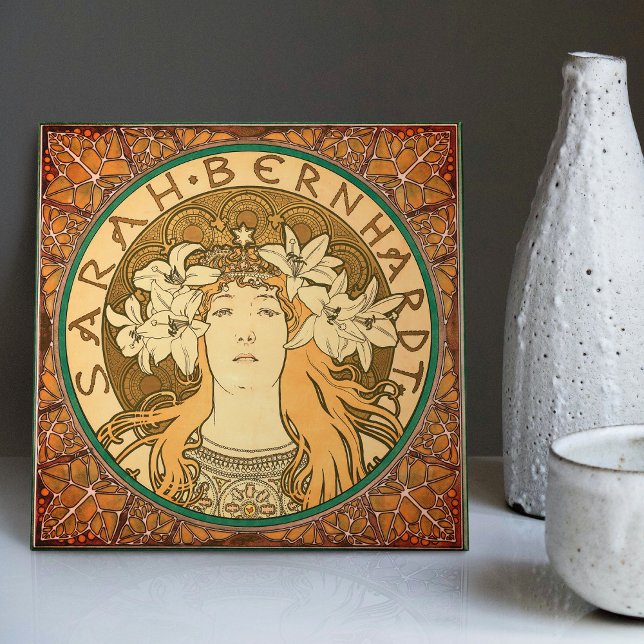 Azulejo Alphonse Mucha Sarah Bernhardt Art Nouveau (Subido por el creador)