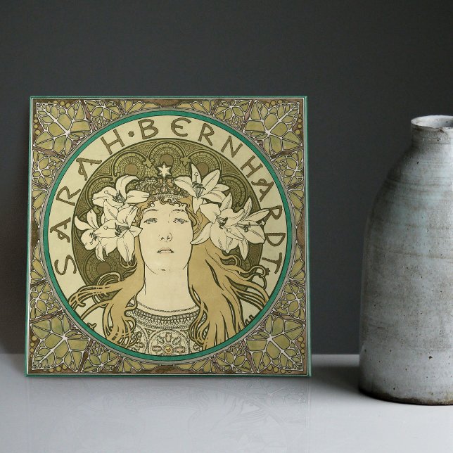 Azulejo Alphonse Mucha Sarah Bernhardt Art Nouveau (Subido por el creador)