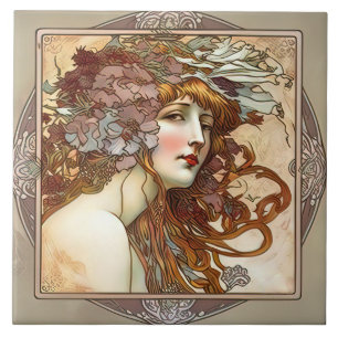 Azulejo Alphonse Mucha Sarah Bernhardt Art Nouveau Ceramic