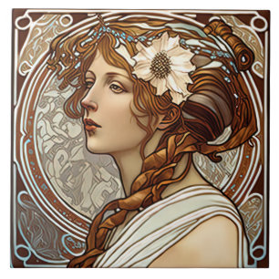 Azulejo Alphonse Mucha Sarah Bernhardt Art Nouveau Ceramic