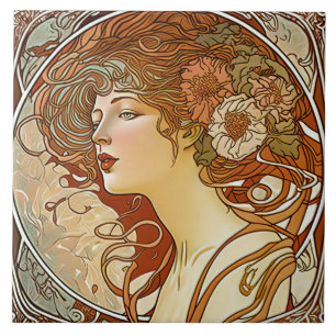 Azulejo Alphonse Mucha Sarah Bernhardt Art Nouveau Ceramic