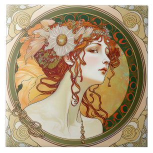 Azulejo Alphonse Mucha Sarah Bernhardt Art Nouveau Ceramic