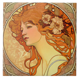Azulejo Alphonse Mucha Sarah Bernhardt Art Nouveau Ceramic