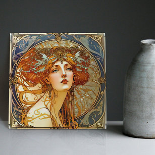 Azulejo Alphonse Mucha Sarah Bernhardt Art Nouveau Ceramic