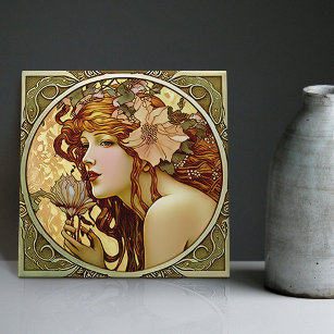 Azulejo Alphonse Mucha Sarah Bernhardt Art Nouveau Ceramic