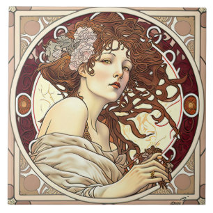 Azulejo Alphonse Mucha Sarah Bernhardt Art Nouveau Ceramic