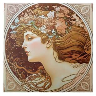 Azulejo Alphonse Mucha Sarah Bernhardt Art Nouveau Ceramic