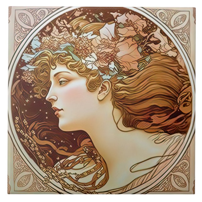 Azulejo Alphonse Mucha Sarah Bernhardt Art Nouveau Ceramic (Frente)