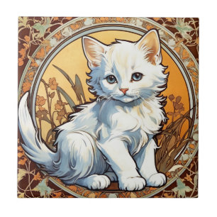 Azulejo Alphonse Mucha Style Cat