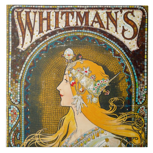 Azulejo Alphonse Mucha vincula el anuncio de Whitman (Frente)