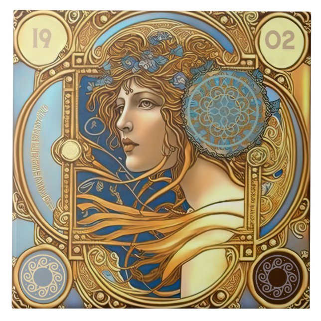 Azulejo Alphonse Mucha Zodiac Wall Decoración Art Nouveau  (Frente)