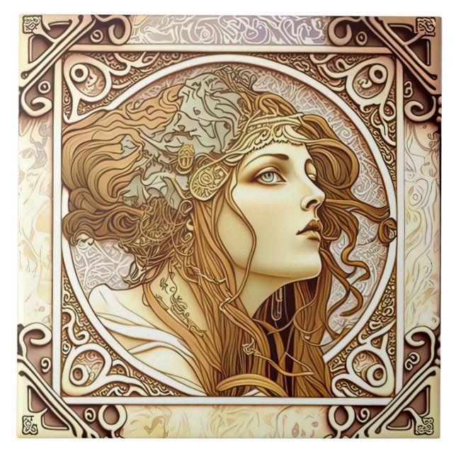 Azulejo Alphonse Mucha Zodiac Wall Decoración Art Nouveau  (Frente)
