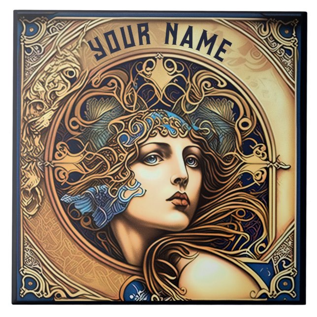 Azulejo Alphonse Mucha Zodiac Wall Decoración Art Nouveau  (Frente)