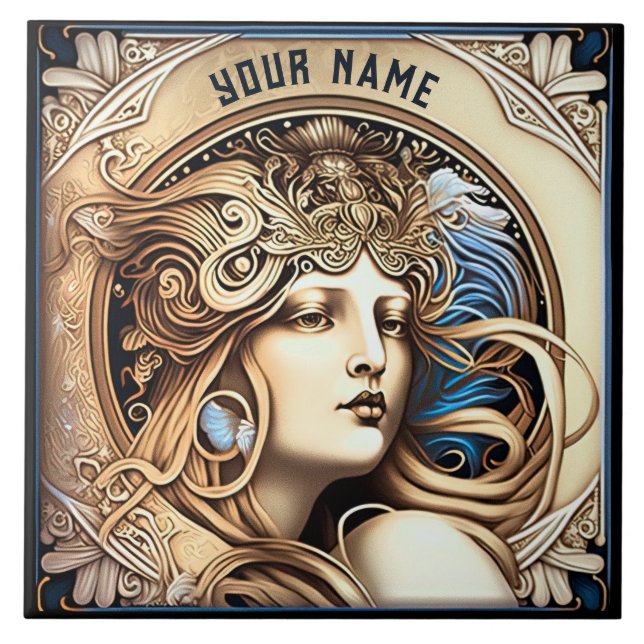 Azulejo Alphonse Mucha Zodiac Wall Decoración Art Nouveau (Frente)