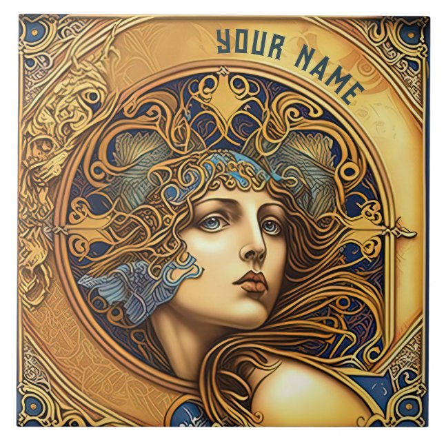 Azulejo Alphonse Mucha Zodiac Wall Decoración Art Nouveau  (Frente)