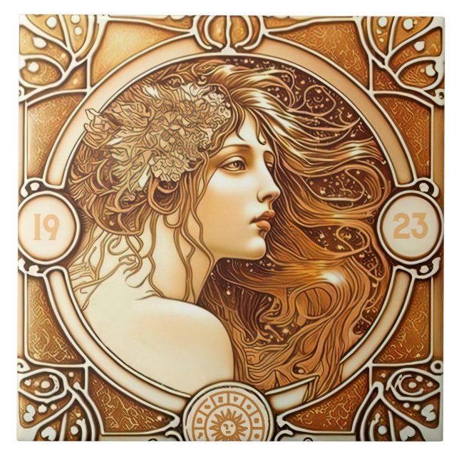 Azulejo Alphonse Mucha Zodiac Wall Decoración Art Nouveau  (Frente)