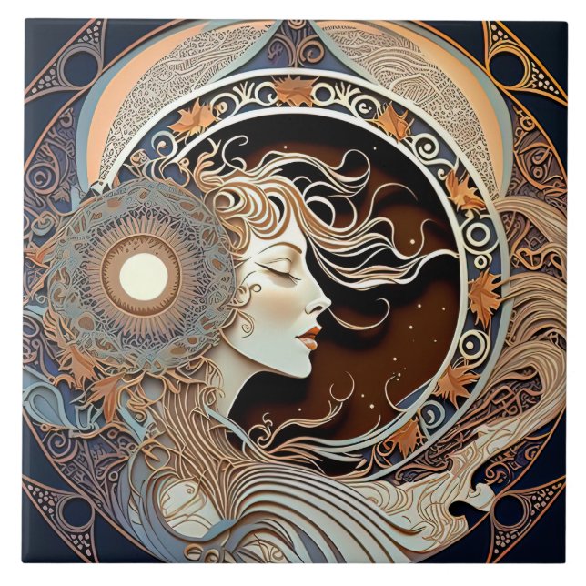 Azulejo Alphonse Mucha Zodiac Wall Decoración Art Nouveau  (Frente)