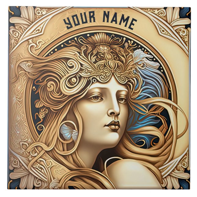 Azulejo Alphonse Mucha Zodiac Wall Decoración Art Nouveau  (Frente)
