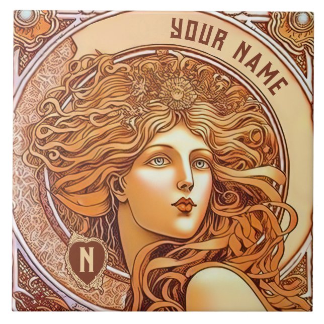 Azulejo Alphonse Mucha Zodiac Wall Decoración Art Nouveau  (Frente)
