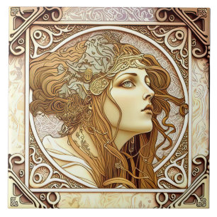 Azulejo Alphonse Mucha Zodiaco Decoración de Pared Arte No