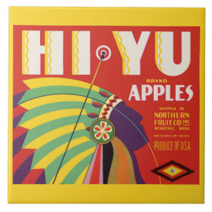 Azulejo alrededor de 1930 Hi Yu Apples crate label print