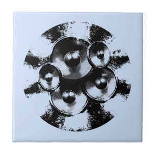 Azulejo Altavoces de música en blanco y negro