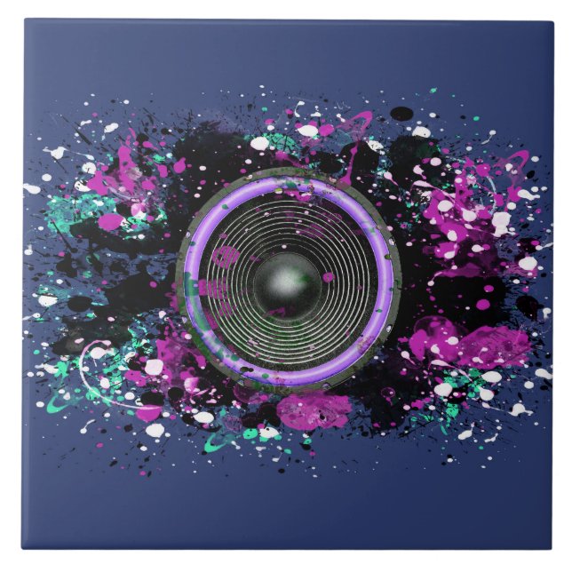 Azulejo Altavoz de música y pintura salpicada (Frente)