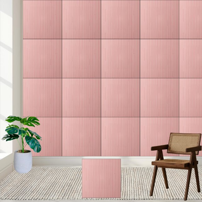 Azulejo Altura De Cerámica De Madera Rosa (Pink Wood Grain Ceramic Tile)