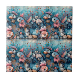 Azulejo Alumnos de peces divertidos del mar