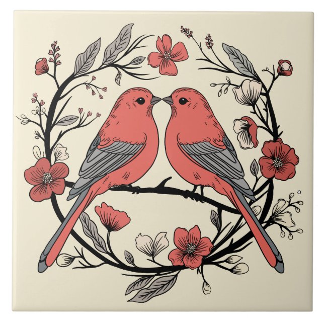 Azulejo Alvebirds dibujado a mano Tile cerámico decorativo (Frente)