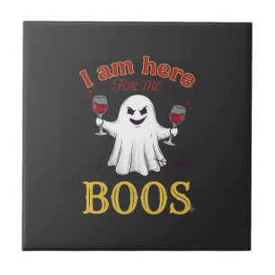 Azulejo Am Here Boos Halloween Fantasma Copas de Vino Arañ