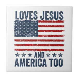 Azulejo Ama a Jesús y a Estados Unidos a Dios Cristiano 4 