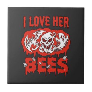 Azulejo Ama a sus abejas calavera murciélago fantasma gote