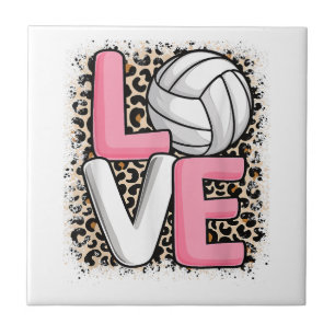 Azulejo Ama el voleibol de estampado de leopardo para muje