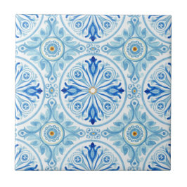 Azulejo Amalfi Coast Mediterranean Cobalt Blue Tile