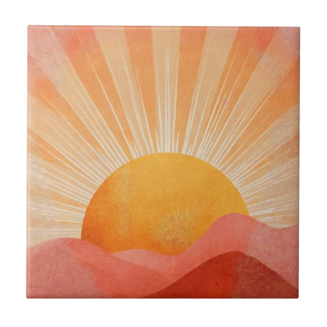 Azulejo Amanecer boho rosa y naranja (Frente)