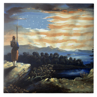 Azulejo Amanecer Celestial de la Bandera Americana en el C