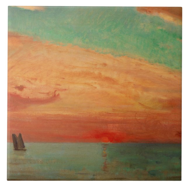 Azulejo Amanecer sobre el Mar Oriental (arte asiático) (Ta (Frente)