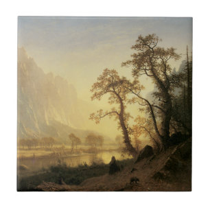 Azulejo Amanecer, Valle de Yosemite por Albert Bierstadt